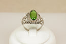 Silver & Green Crystal Ring