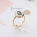 1980s 18ct Aquamarine & Diamond Cluster Ring
