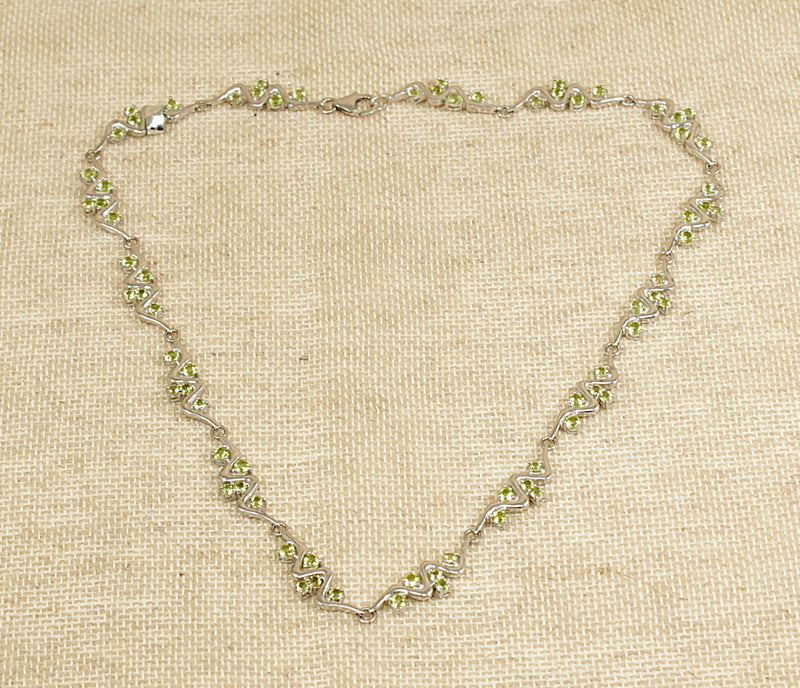 Silver & Peridot Fancy Link Necklace