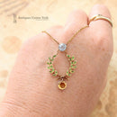 Victorian 9ct Ceylon Sapphire, Demantoid Garnet & Yellow Topaz Necklace