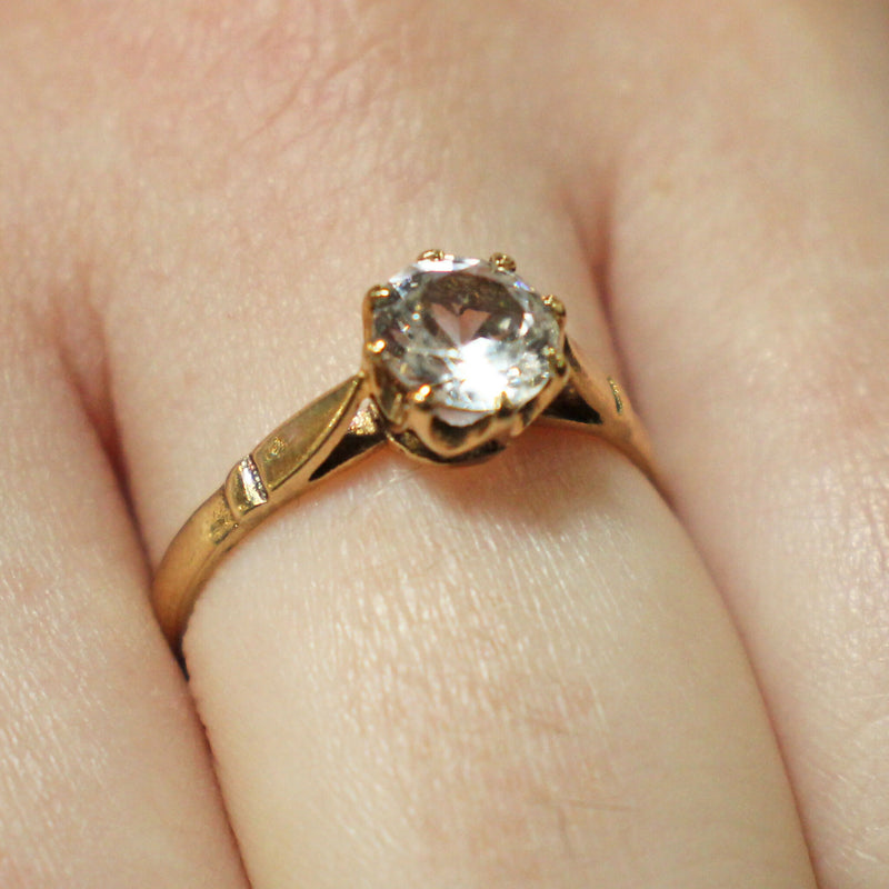 9ct gold white spinel solitaire ring