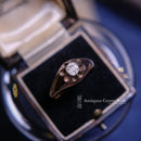 Victorian 15ct Gold Old Mine Cut Diamond Gypsy Solitaire Size T