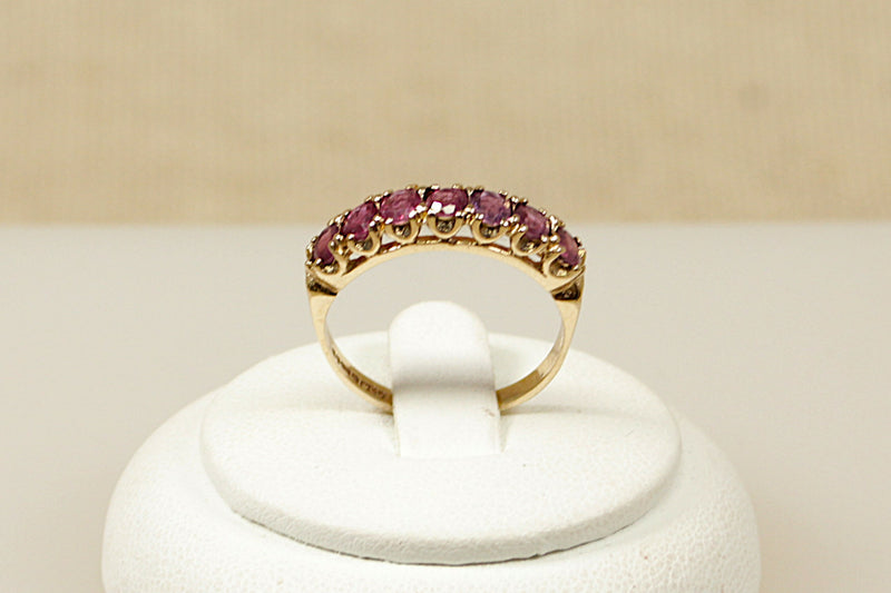 9ct Gold & Pink Topaz Half Eternity Ring