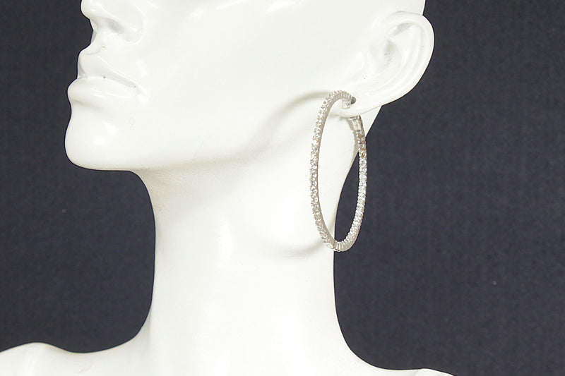 Silver & Crystal Large Hoop Earrings