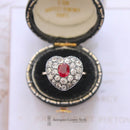 18ct Ruby & Diamond Heart Shaped Cluster Ring