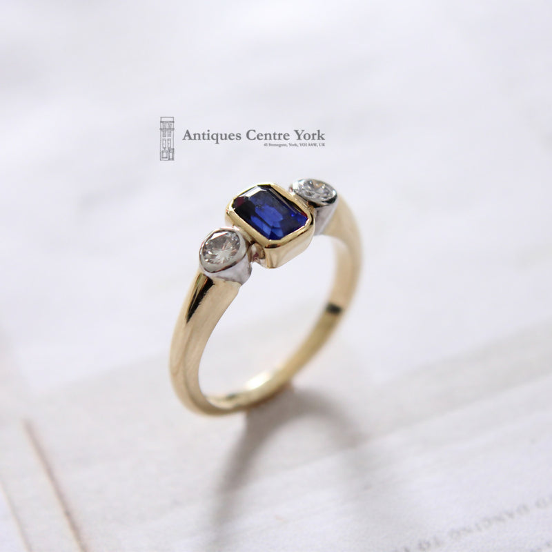 18ct Sapphire & Diamond Three Stone Ring