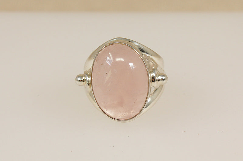 Silver & Pink Quartz Statement Ring