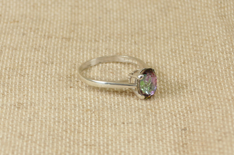 Silver & Mystic Topaz Solitaire Ring