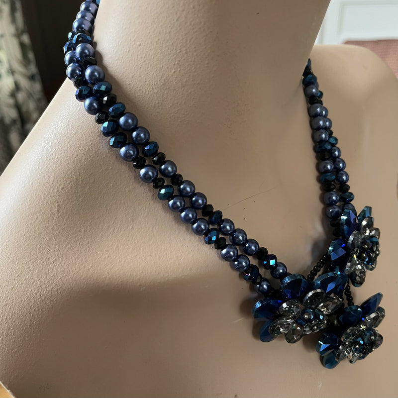 Butler and Wilson Necklace Dark Blue Signed Statement Piece