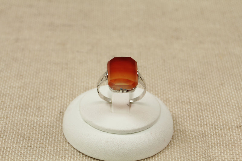 Silver Art Deco style Banded Carnelian Ring