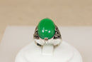 A Striking Art Deco Sterling Silver, Chrysoprase & Marcasite Statement Ring