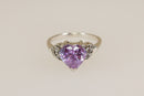 Silver Amethyst Colour Heart Ring