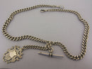 Antique Solid Silver Double Albert Watch or Neck Chain & Fob 23 inch Long Bir 1901
