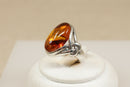 Silver & Amber Celtic Design Ring