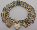 Vintage 1960s Silver Shield Souvenir Travel Charm Bracelet 28 Charms 62 grams