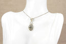 Pretty Vintage Sterling Silver Leopard Spotted Jasper Pendant & Chain
