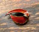 Modern Mid Century Sterling Silver Gilt Albert Scharning Ox Blood Red Enamel Double Leaf Brooch
