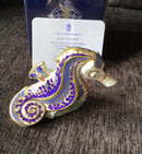 Royal Crown Derby Paperweight Coral Seahorse Crown Derby Seahorse figurine with gold stopper