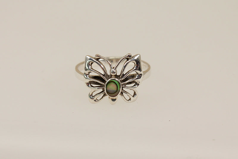 Silver & Abelone Butterfly Ring