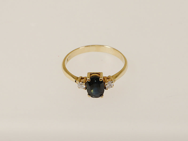 9ct Gold Sapphire and Diamond Trilogy Ring