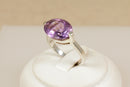 Silver & Amethyst Solitaire ‘Elipse’ Ring