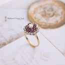 Vintage 18ct Ruby & Diamond Cluster Ring