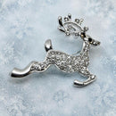Silver Tone Reindeer Brooch