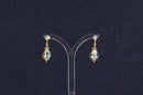 Charming 9ct Gold & Blue Topaz Drop Earrings