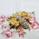 Gold Tone & Faux Diamond Bee Brooch