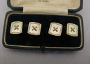 Antique Edwardian 9ct Gold Abalone & Enamel Cufflinks Boxed