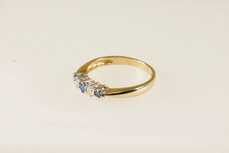 9ct Gold Blue Topaz & Diamond Ring