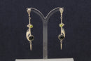 Silver Modernist ‘Studio’ Design Peridot and Onyx Earrings