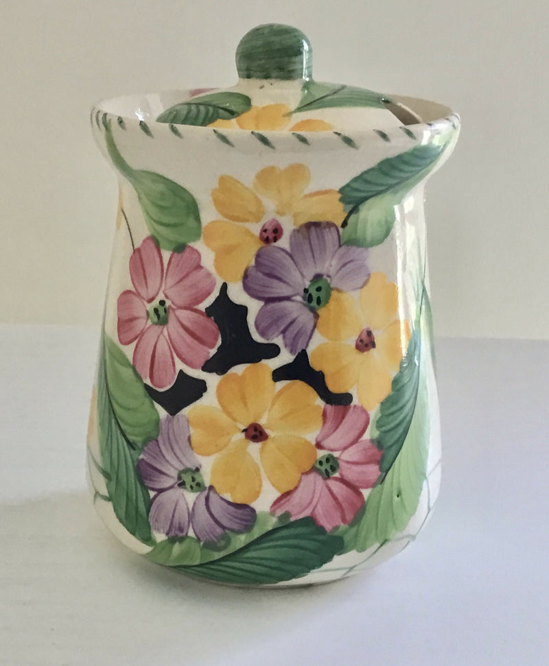 Preserve Pot. Floral design. Hand Painted. 1950’s.