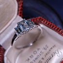 9ct White Gold Aquamarine Trilogy Ring With Diamonds Size P