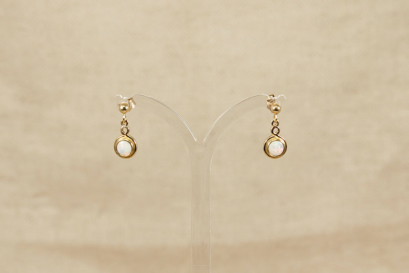 9ct Gold & Fire Opal Dropper Earrings