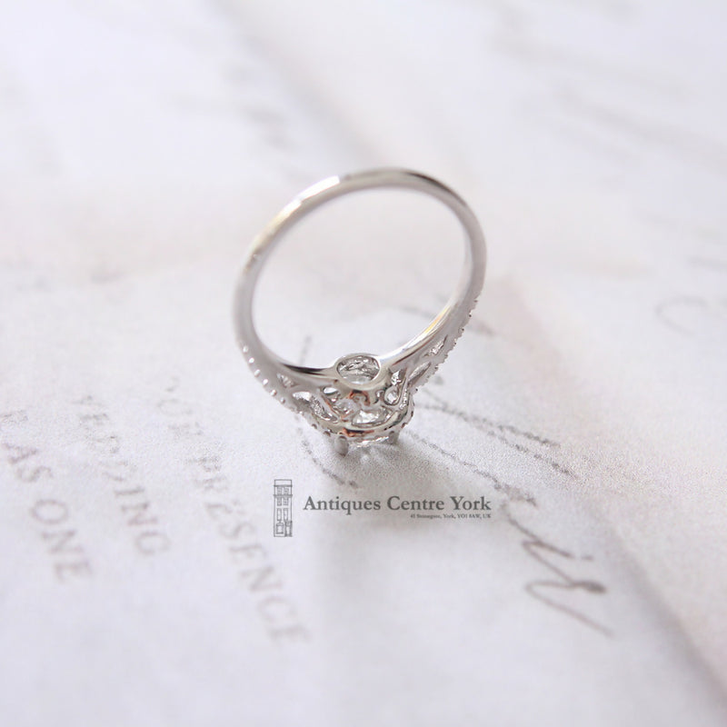 18ct White Diamond Halo Cluster Ring 0.64ct