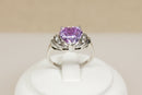 Silver Amethyst Colour Heart Ring