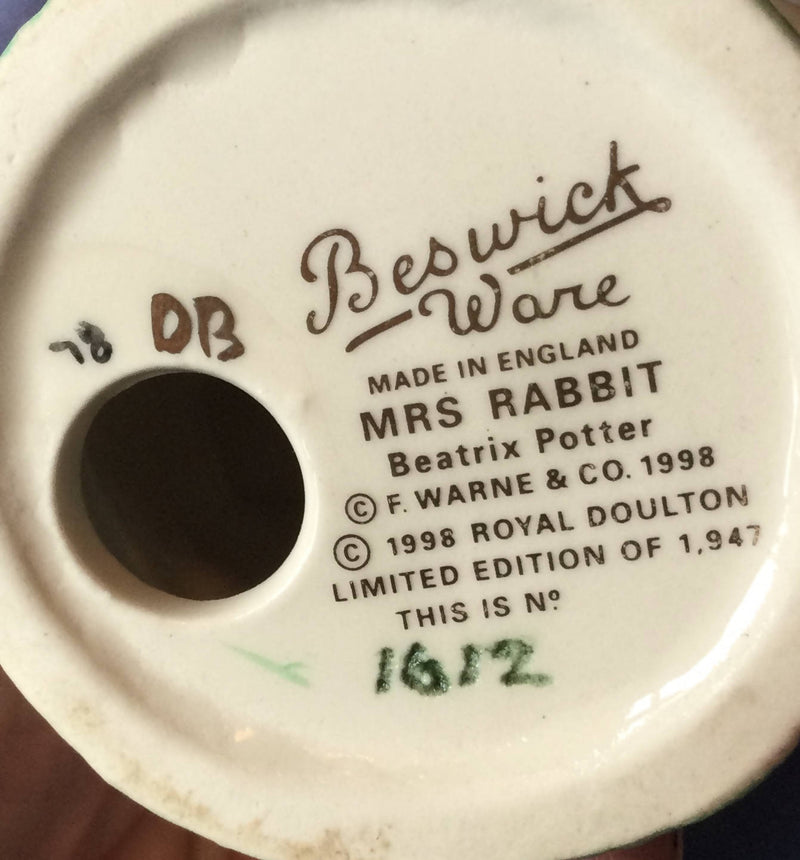 Large Beswick Beatrix Potter figure x 2 Beswick Mrs Rabbit figure Beswick large Foxy Whiskered Gent PAIR