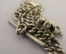 Heavy Antique Solid Silver Double Albert Watch Chain & Fob 16½ inch 1916