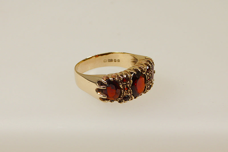 9ct Gold Garnet Trilogy Ring