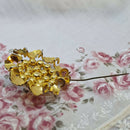 Stunning Vintage Mid-Century Faux Pearl & Enameled Leaf Brooch