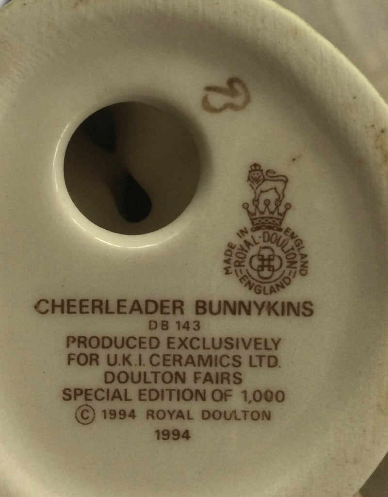 Royal Doulton Bunnykins Figurine - Yellow Cheerleader Bunnykins DB143