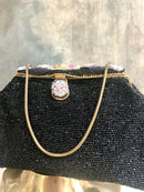 Vintage 1930/40s Micro-Beaded Evening Bag with Limoges Plaque
