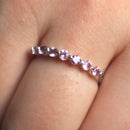 9ct white gold pink sapphire half eternity ring