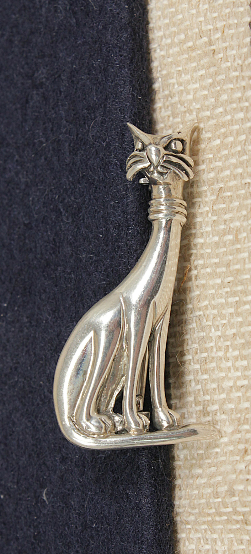 Silver Siamese Cat Brooch