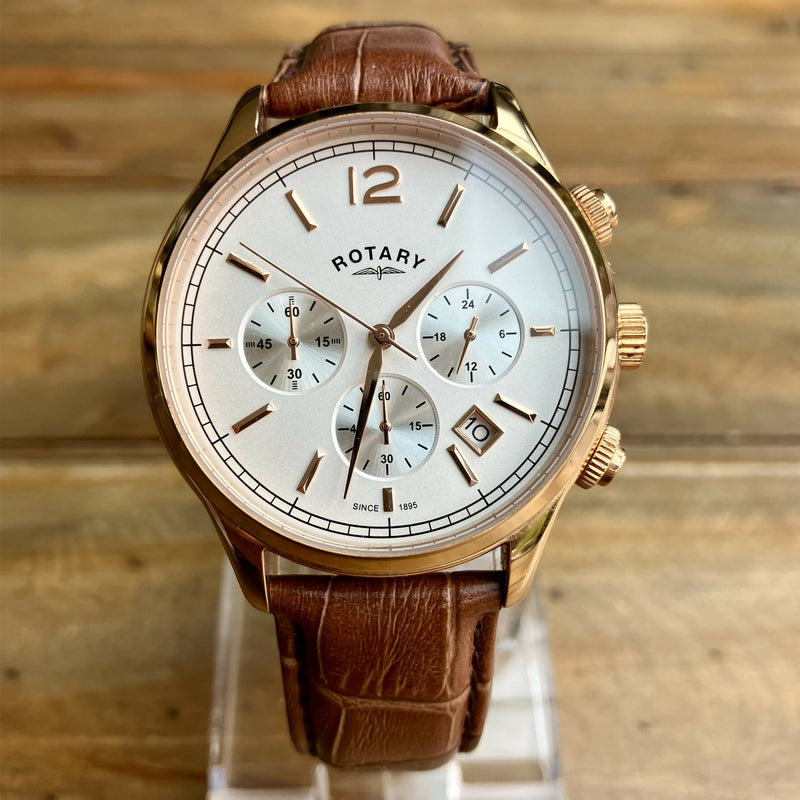 Mens Rotary Chronograph GS00666/06 – White Dial | Original Leather Strap