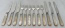 George IV Silver and Carved Mother of Pearl Dessert Knives & Forks for Twelve. Sheffield 1824 - 29, Aaron Hadfield.