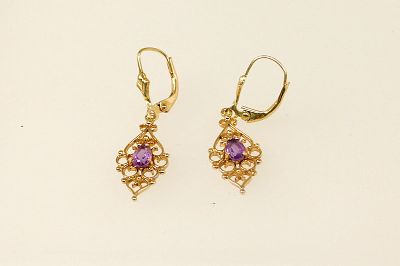 9ct Gold & Amethyst Earrings