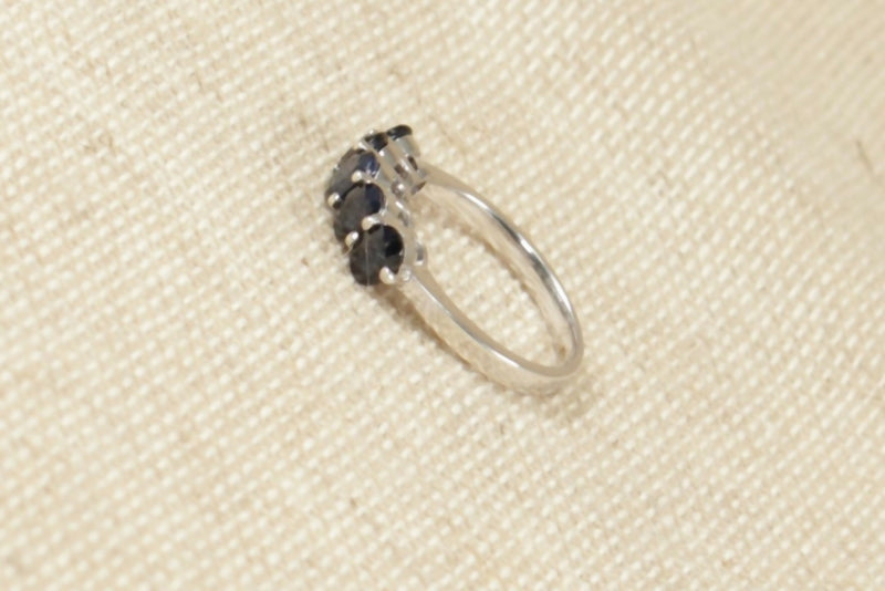 Silver & Blue Sapphire 5 x Stone Ring