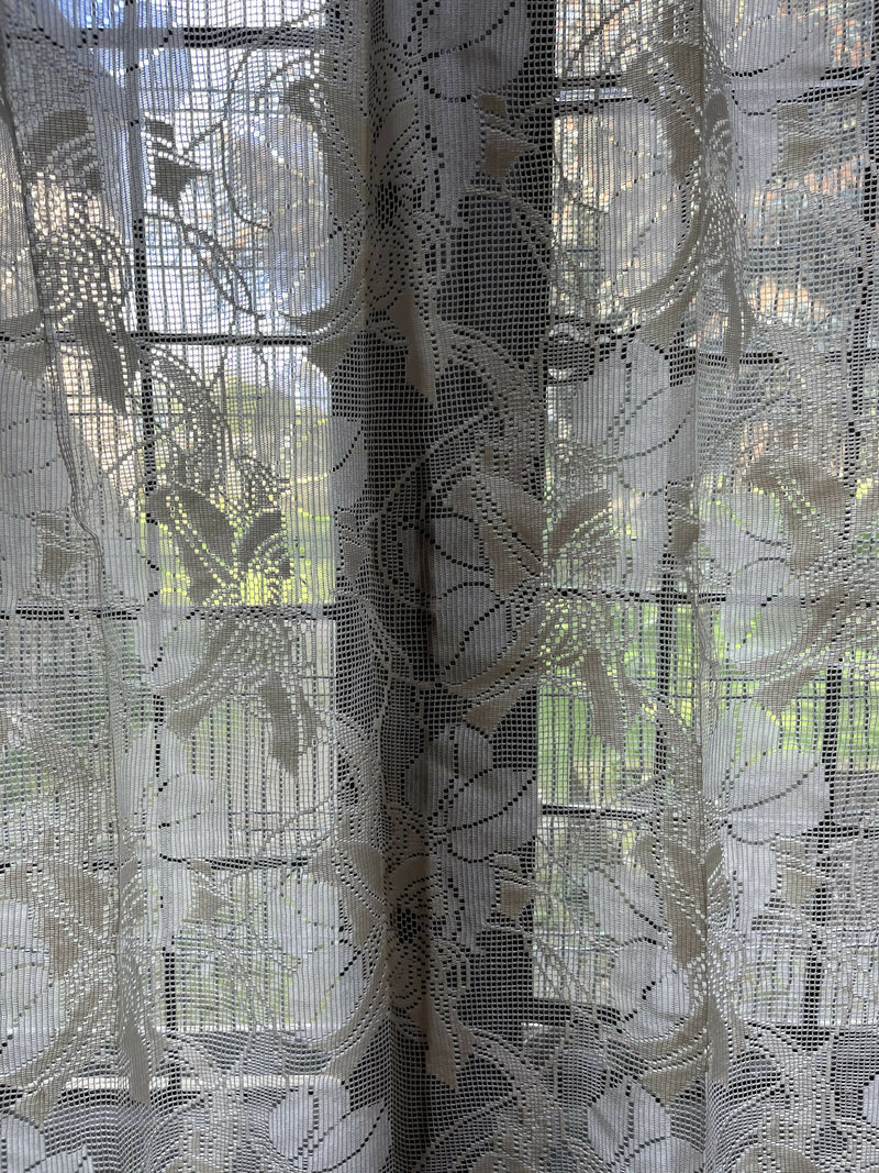 Beautiful Clematis Flower Lace Panelling off the roll sold per metre to finish in Bone 130cms wide